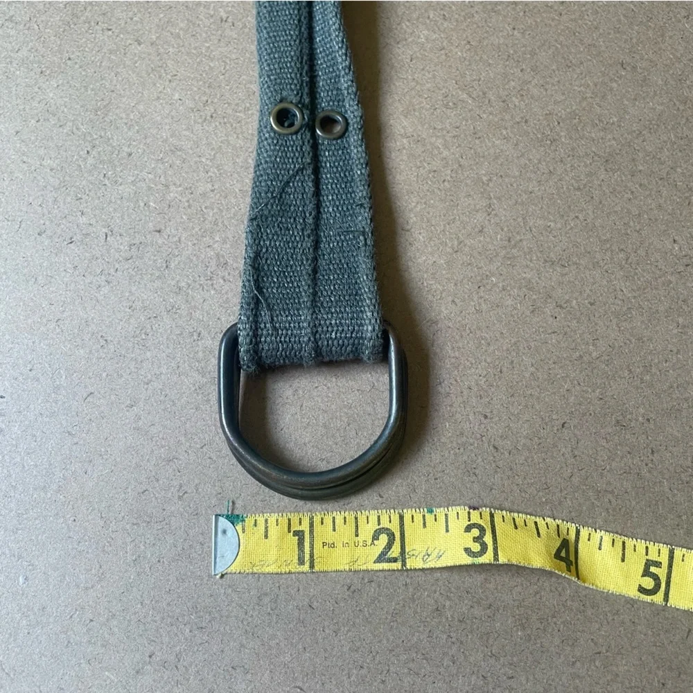 Distressed Eyelet Grommet Adjustable Green Canvas D-Ring Belt​